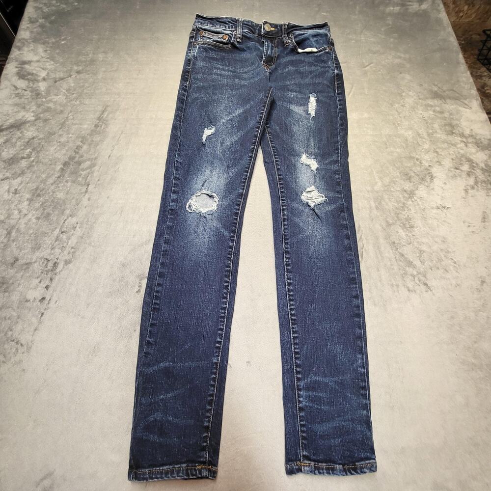 American Eagle Jeans Mens 29x32 Blue Medium Wash Skinny Distressed Stretch